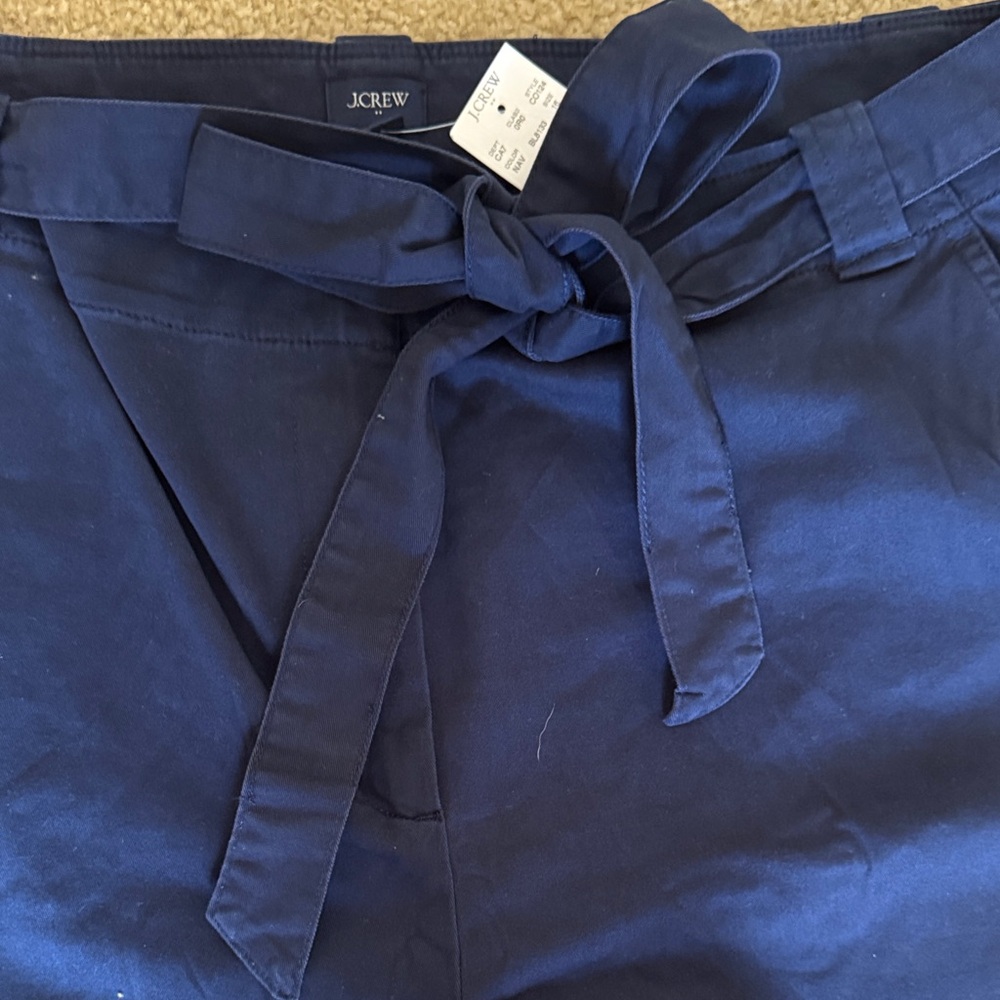 J. Crew Factory Navy Wide-Leg Tie-Waist Pants
